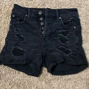 High-waisted jean shorts